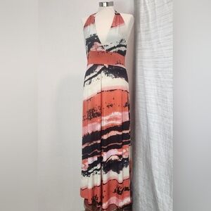 Elegant Multicolor Halter Maxi Dress